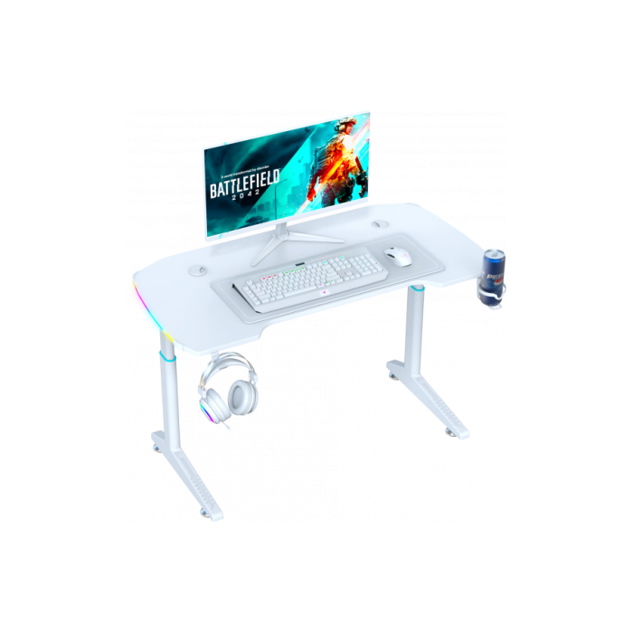Геймерский компьютерный стол GT Racer T-1621 (160x60x71-79) White Геймерский компьютерный стол GT Racer T-1621 (160x60x71-79) White