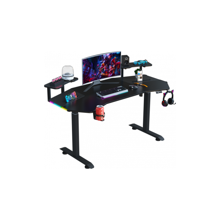 Геймерский компьютерный стол c электро-регулировкой высоты GT Racer TY-1669 (160x60x72-117) Black Геймерский компьютерный стол c электро-регулировкой высоты GT Racer TY-1669 (160x60x72-117) Black